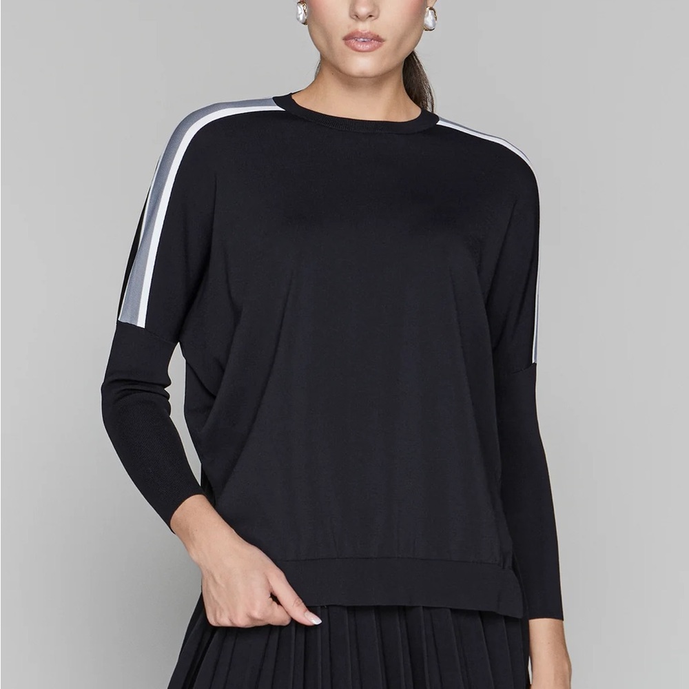 Apparalel Montia Top in Black Grey Stripe BNWT